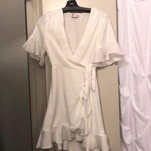 Cutest white wrap dress!